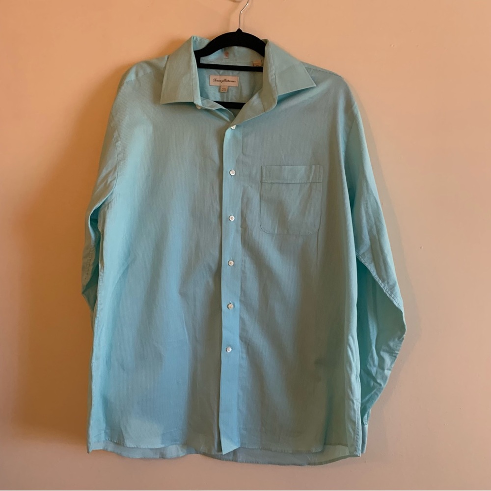 TOMMY BAHAMA MENS MINT GREEN BUTTON UP DRESS SHIRT NECK SIZE 16.5